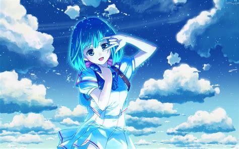 Anime Girl Blue Eyes Clouds 4k Hd Anime 4k Wallpapers Images