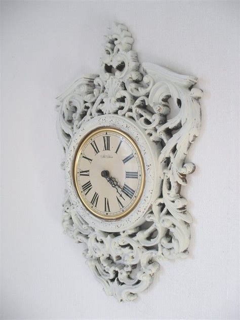 White Ornate Wall Clock Etsy Clock Wall Clock Clock Wall Decor