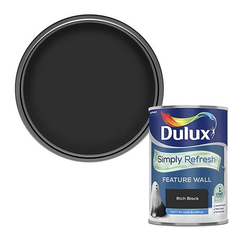 Dulux One Coat Rich Black Matt Emulsion Paint 125l Diy At Bandq