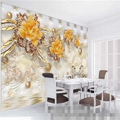 Beibehang Wallpaper Mural Wallpaper 3d Luxury Gold Flower Soft Bag Ball