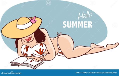 Beautiful Woman Sunbathing Stock Vector Illustration Of Sand 61343895