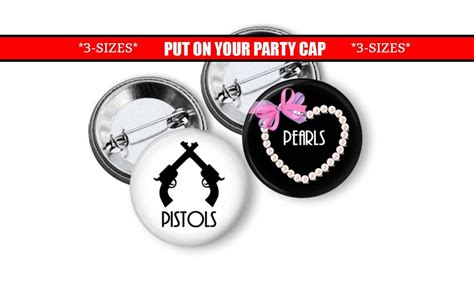 gender reveal pins pistols or pearls gender reveal party etsy