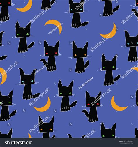 Background Black Cat Moon Stock Vector Royalty Free 614468507