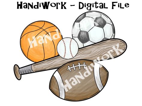 Baseball Basketball Football And Soccer Png File Watercolor Sports