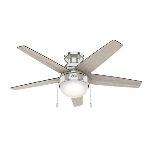 The hugger ceiling fans with light has a lifetime warranty for the motor and limited warranty for the parts. Hunter Parmer 46 in. LED Indoor Brushed Nickel Ceiling Fan ...