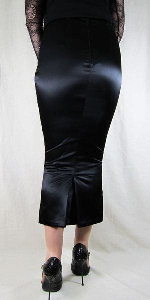 Hobble Skirt Calf Length With Kickpleat Satin The Little Black