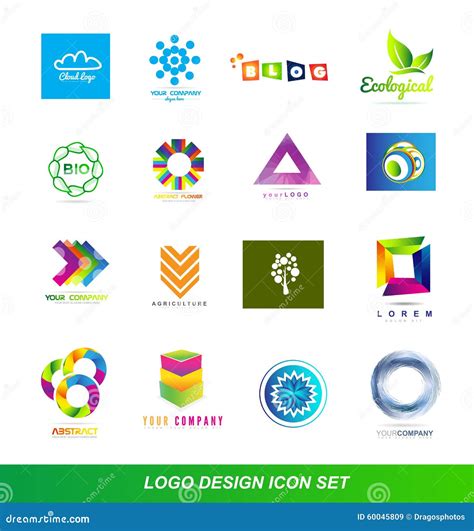 Logo Design Elements Icon Set Stock Vector Illustration Of Data