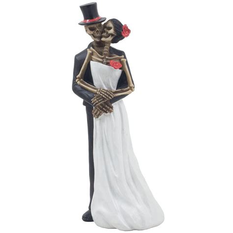 Spooky Skeleton Bride And Groom Wedding Couple Statue For Halloween Party Decorations O