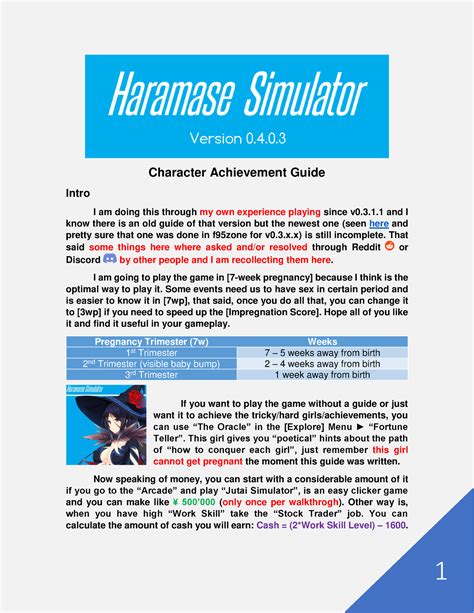 Haramase Simulator Character Achievement Guide For V0403 V1 Character Achievement Guide