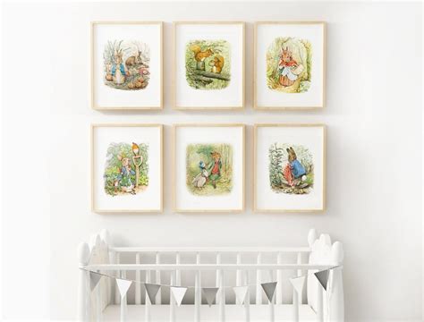 6 Print Set Beatrix Potter Peter Rabbit Nursery Art Etsy