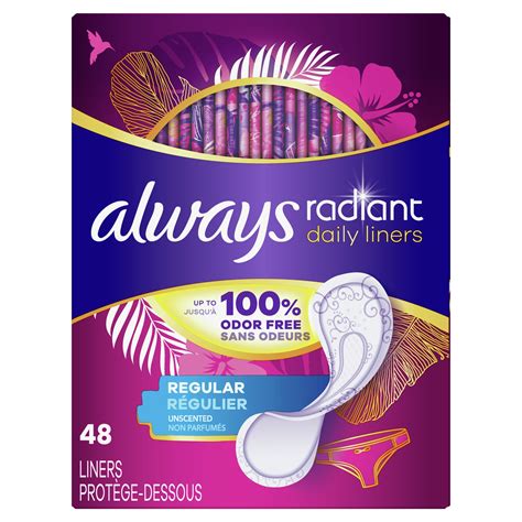 Always Radiant Daily Regular Unscented Wrapped Liners Shop Pads