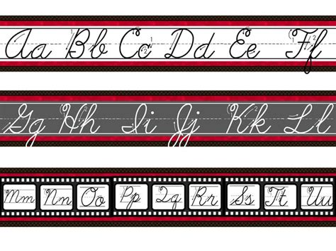 Hollywood Theme Classroom Decor Traditional Cursive Alphabet Strips 3