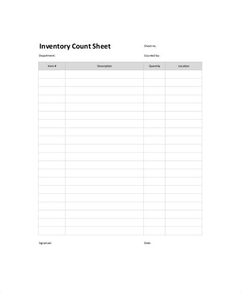 Inventory Count Sheet Template 8 Free Word Pdf