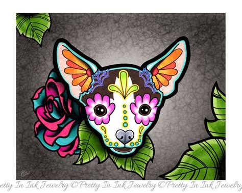 Chihuahua In Moo Day Of The Dead Sugar Skull Dog 8 X Etsy In 2019