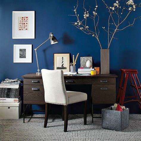 Pin By Lorrie On Great Spaces Blue Home Offices Blue Office Decor