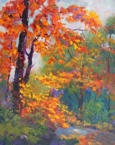 Of Colour Amber Glow Autumn Trees Oil Painting Work In Progress