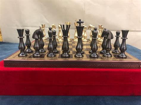 14 Brass Metal Chess Set With Brass Chess Board And Etsy