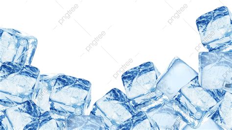 Ice Cube Horizontal View Three Dimensional Blue Ice Cube Stereoscopic