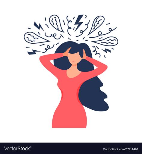 Frustrated Woman With Nervous Problem Feel Vector Image