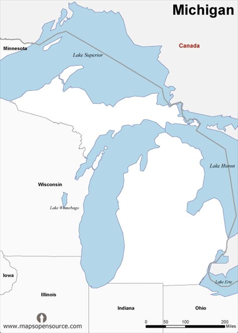Free Michigan Outline Map Outline Map Of Michigan State Usa Open