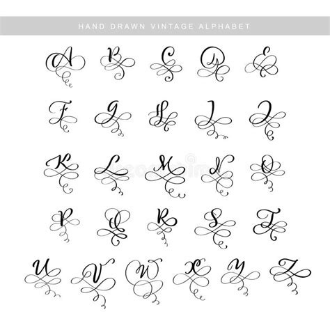 Vector Hand Drawn Calligraphic Flourish Letters Monogram Or Logo