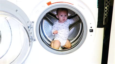 BABY TRAPPED IN A WASHING MACHINE! - YouTube