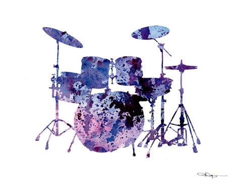 Drums Art Print Abstract Watercolor Painting Drum Set Etsy