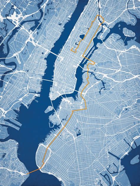 New York City Marathon Course Map City Prints