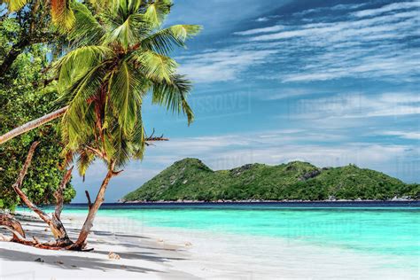 Luxury Vacation Scene On Tropical Island Paradise Beach With White