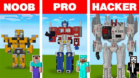 Minecraft Noob Vs Pro Vs Hacker Transformer Robot House Build