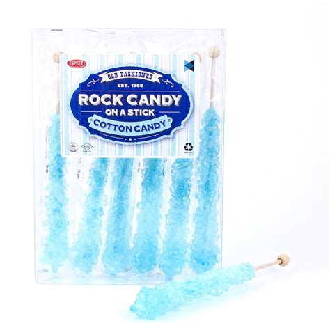Extra Large Rock Candy Sticks 6 Light Blue Cotton Candy