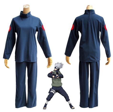 Anime Naruto Shippuden Hatake Kakashi Cosplay Costume Full Set Blue Uniform Top Pants In