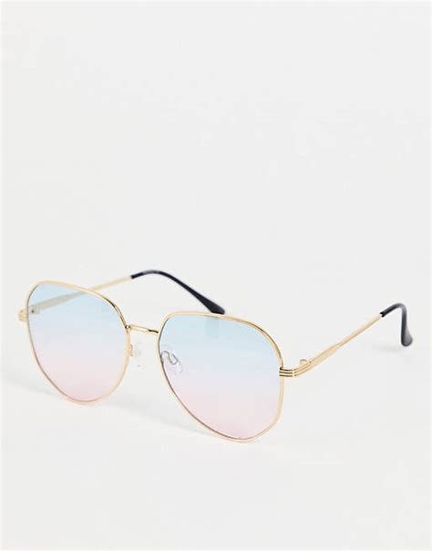 madein oversized round sunglasses in blue and pink gradient lens asos