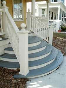 However, it could be really hard to think of all those charming and creative front from cobblestone to different color siding on the underside of the roof and cement stairs, this porch is so interesting and certainly not plain or boring. Lovely steps | Front porch steps, Exterior stairs, Porch steps