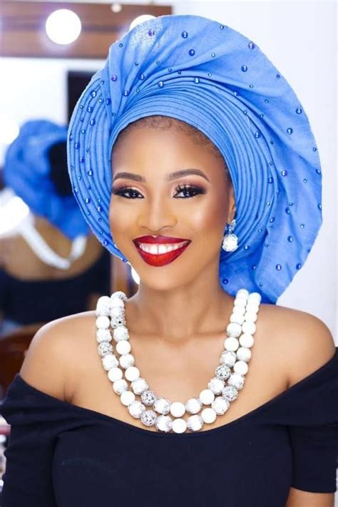 Multi Pleated Embellished Pre Tied Aso Oke Fabric Gele Head Tie Ready