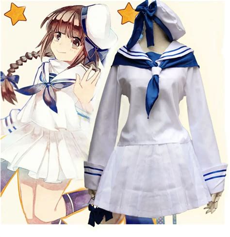 Anime Wadanohara White Sailor Uniform Cosplay Costume School Girls Uniform Free Shipping In