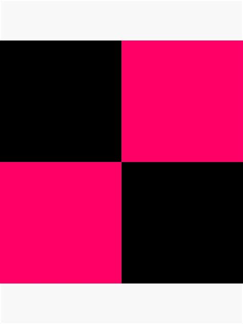 Bright Fluorescent Hot Pink Neon And Black Checked Checkerboard