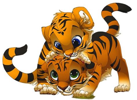 Cute Little Tigers Png Cartoon Clipart Printable 3