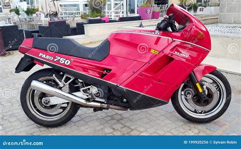 Ducati Paso 750 Desmo Supersport Red Motorbike Vintage Editorial Photo
