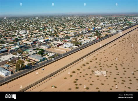 Aerial View International Border Between Mexico And The United States