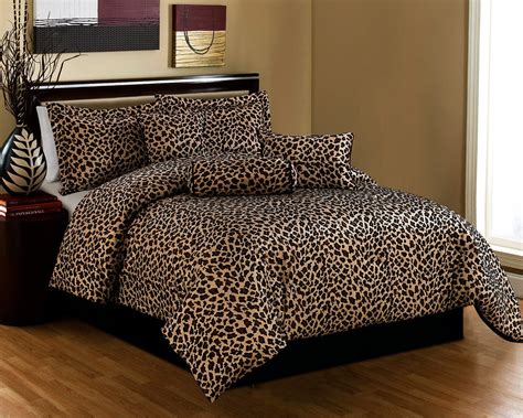 Black Brown Comforter Set Leopard Print Microfur Bed In A