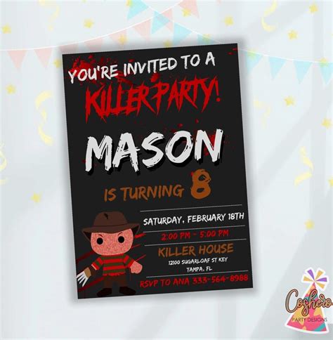 Horror Birthday Invitation Killer Party Invitation Killer Etsy