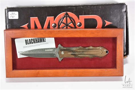 Mod Tactical Blackhawk Folding Knife With Damascus Blade In Wooden