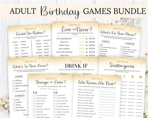 Adult Birthday Party Games Bundle Birthday Party Games For Etsy