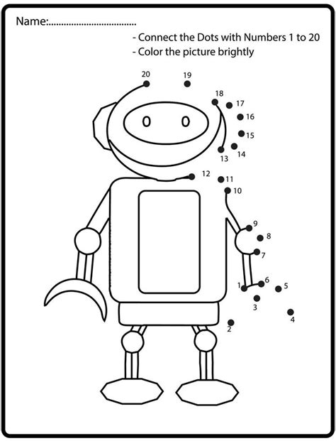 Educational Game Of Dot To Dot Puzzle With Doodle Robot For Children