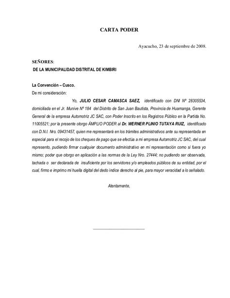 Carta Poder Modelo De Carta De Autorizacion Para Retirar Documentos Images