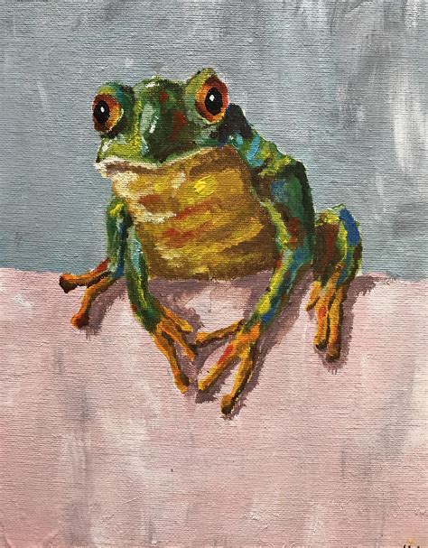 Colorful Frog Acrylic 8x10in Rart