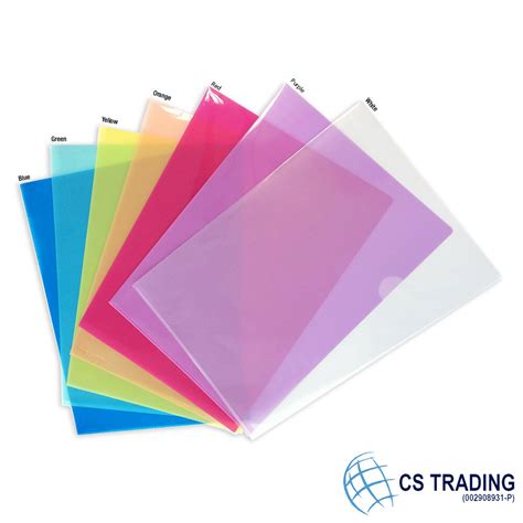 10 X Translucent Pp L Shape Folder Document Holder A4 Colour E310