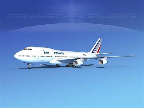 Boeing 747 100 Jumbo Jet Air France 2 3d Model Rigged Cgtrader