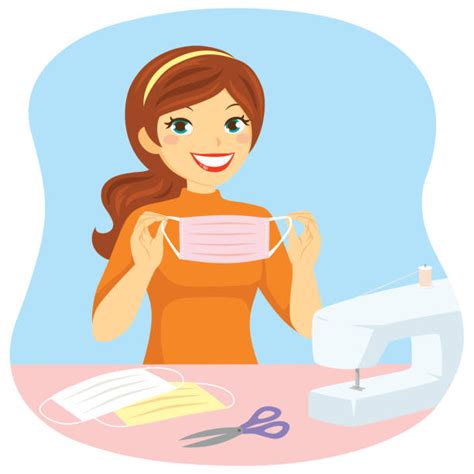Smiling Woman Sewing Illustrations Royalty Free Vector Graphics And Clip